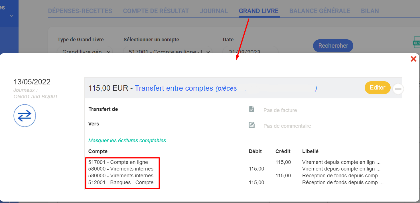 Virer l'argent de son compte en ligne vers son compte bancaire Centre